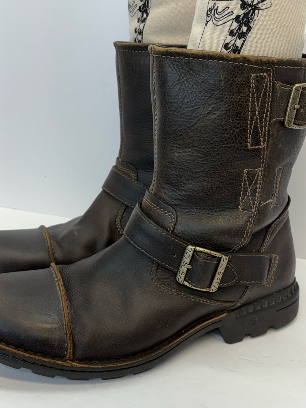 UGG Rockville II Brown Leather Moto Boots 5627 Men’s Size 11 Grunge Buckle